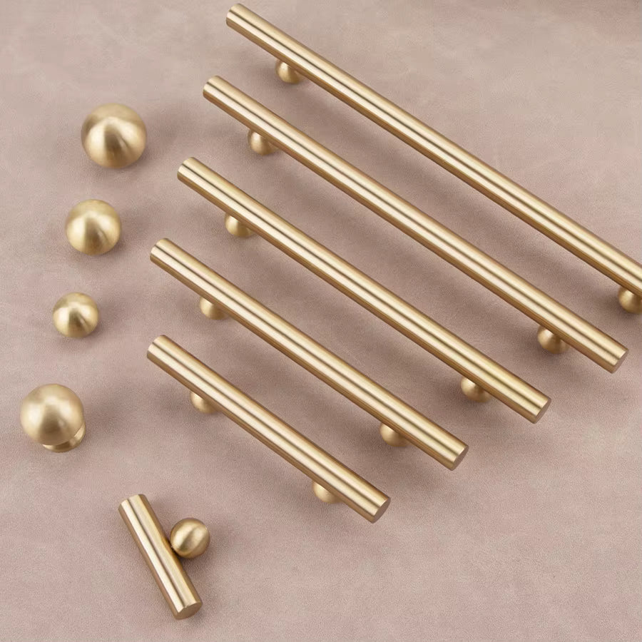 Contemporary modern unique design bar handle and knob brushed brass