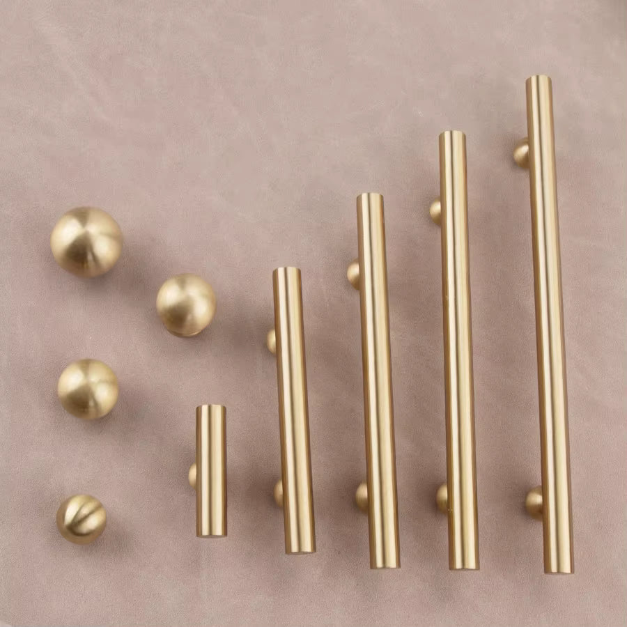Contemporary modern unique design bar handle and knob brushed brass