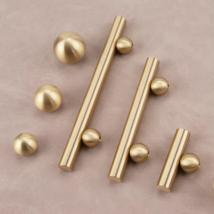 Contemporary modern unique design bar handle and knob brushed brass