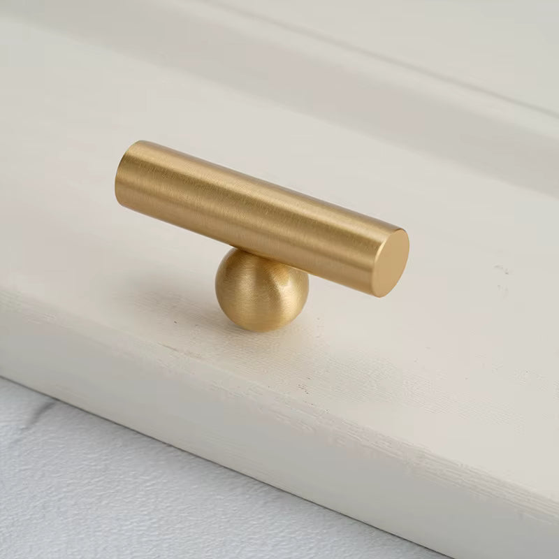 Contemporary modern unique design T knob brushed brass