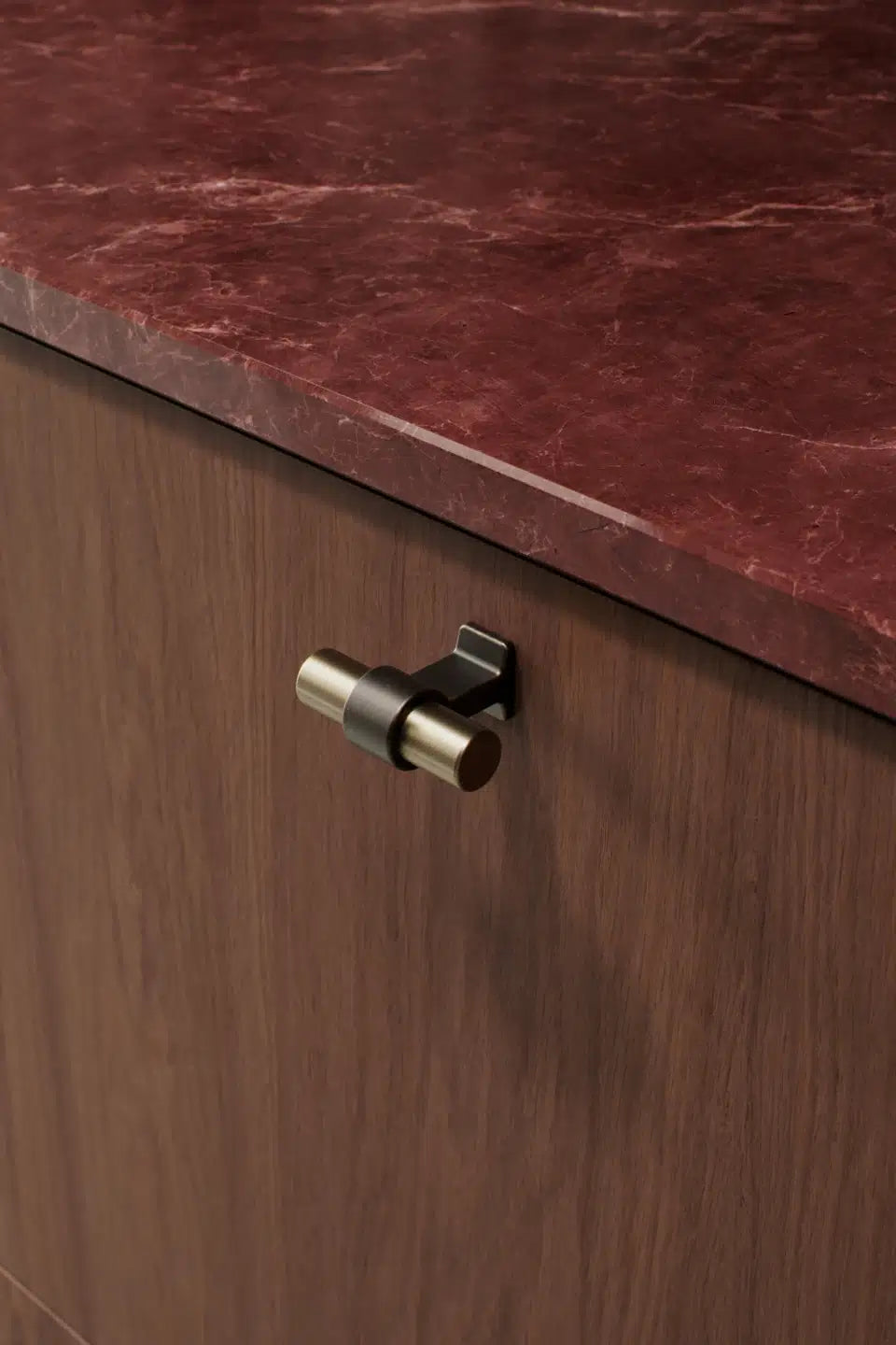 Contemporary modern fine brushed brass kitchen wardrobe cabinet t knob