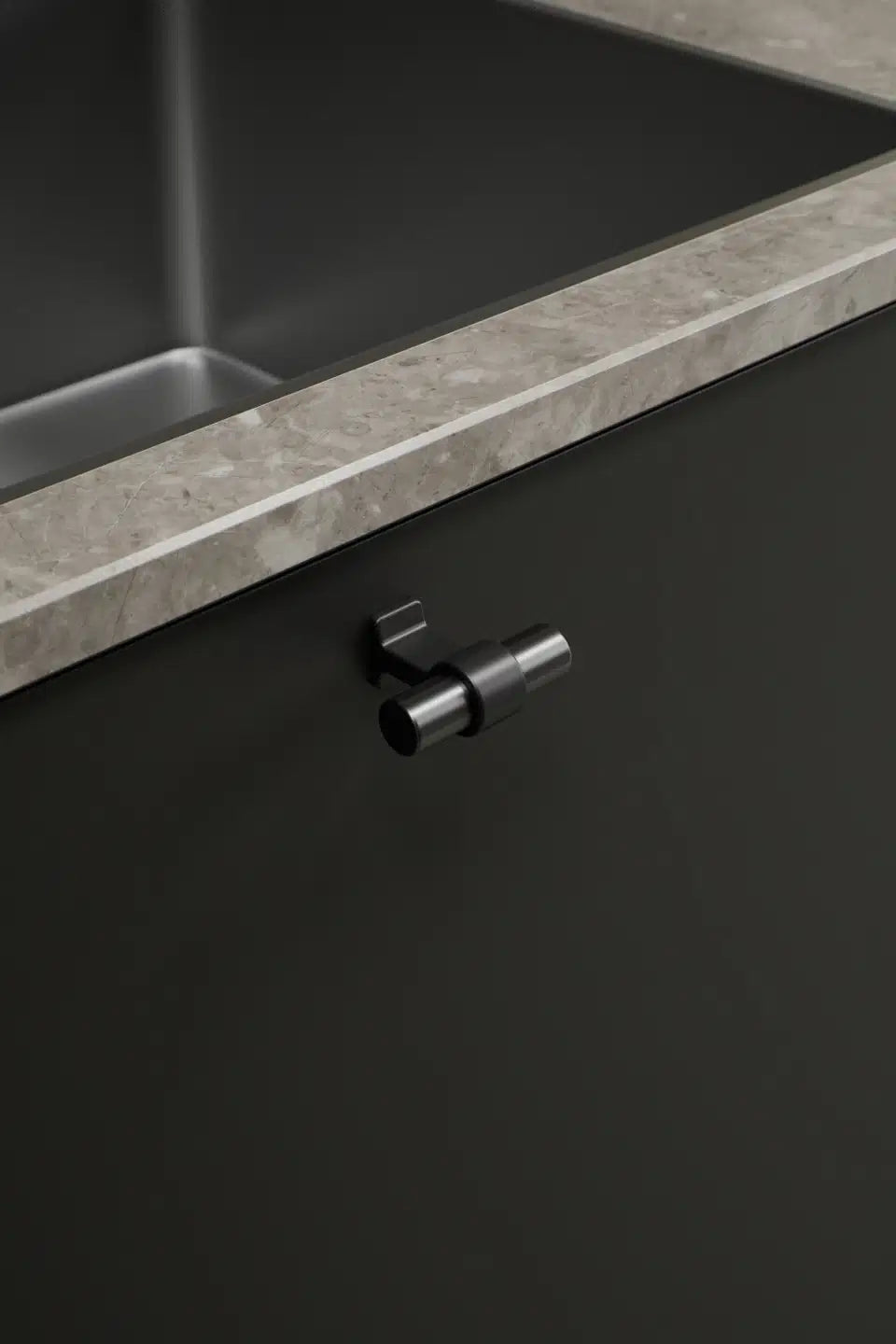 Contemporary modern gun metal black antracite kitchen wardrobe cabinet t knob