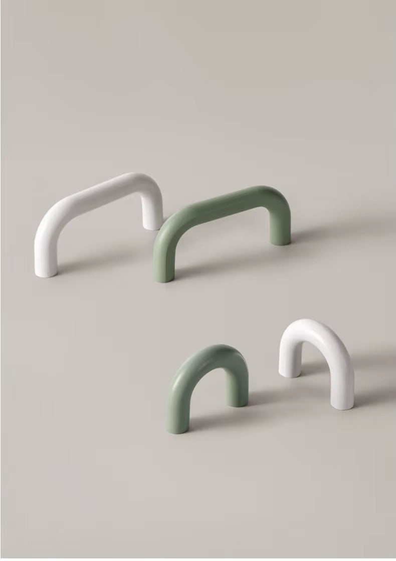 Cute modern kitchen wardrobe pull handle green white
