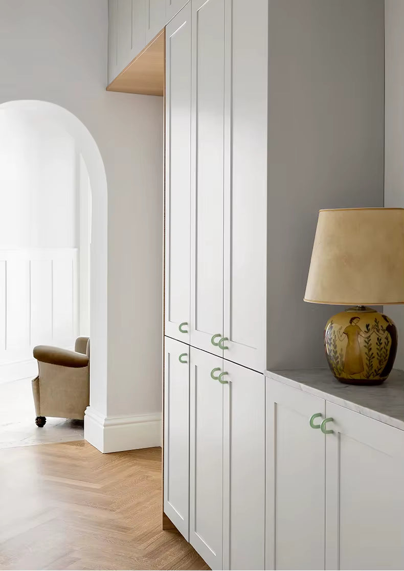 Cute modern kitchen wardrobe pull handle green