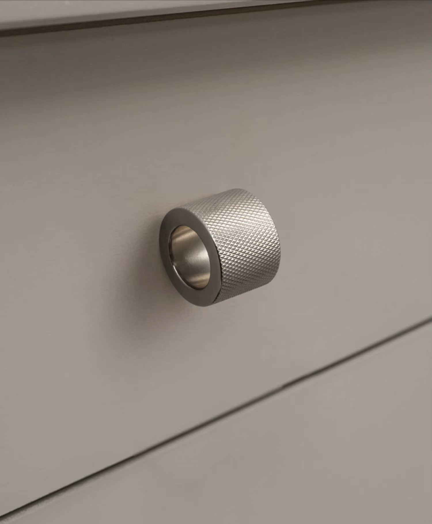 Modern contemporary textured kitchen cabinet round knob silver stainless steel nickel