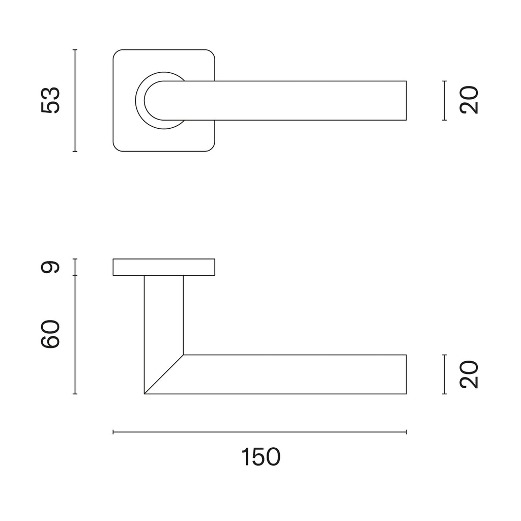 Door handle sterk kvadrat stainless steel