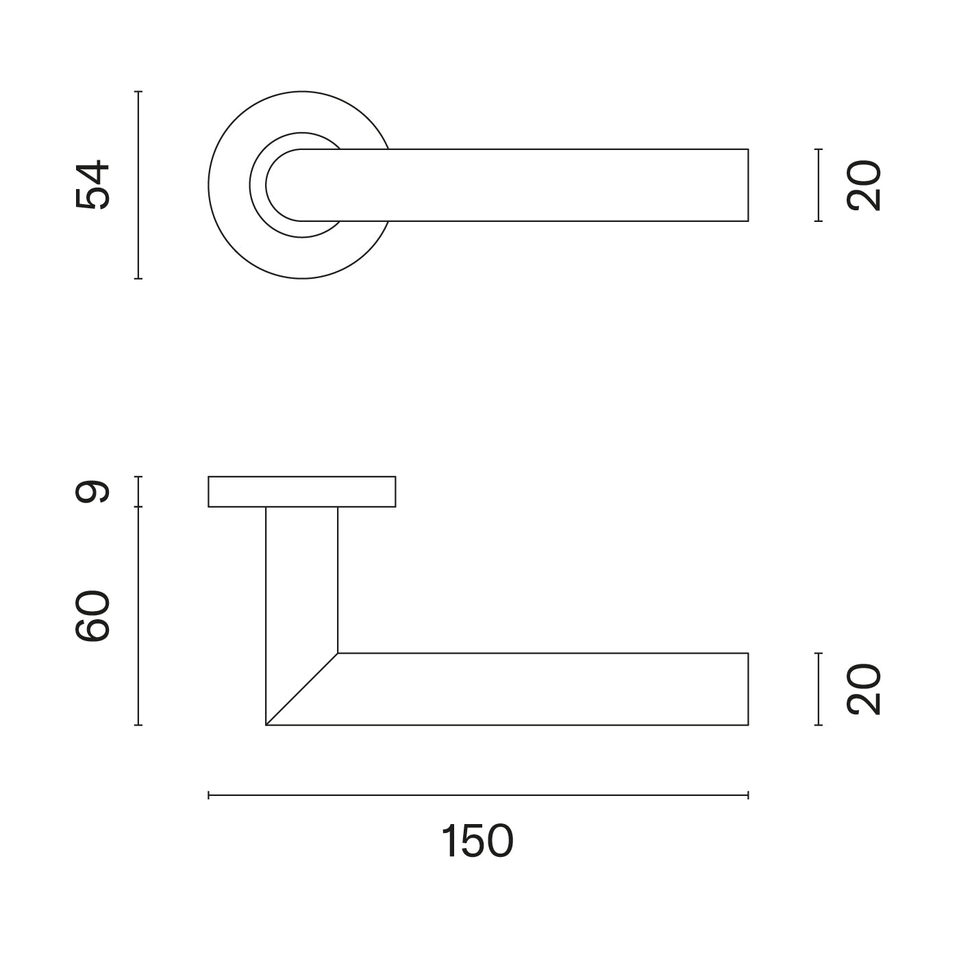 Door handle sterk oval matt black