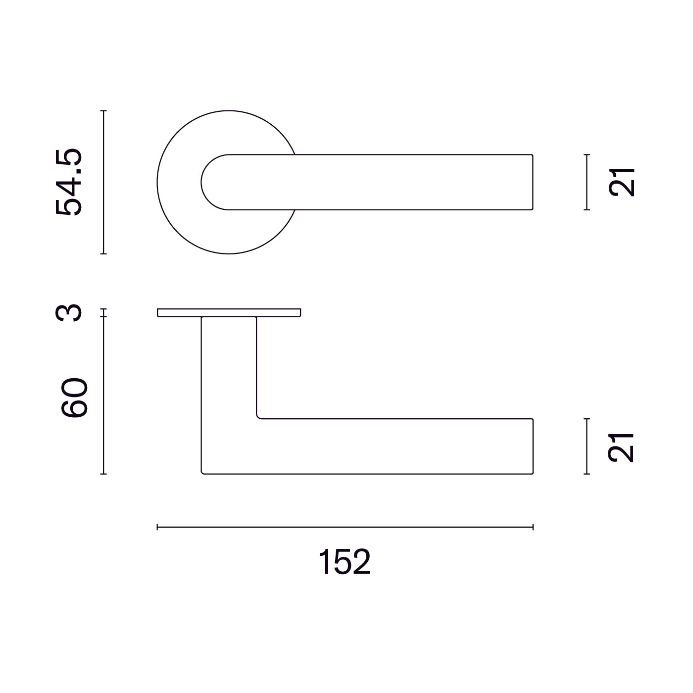 Door handle sterk oval slim matt brass