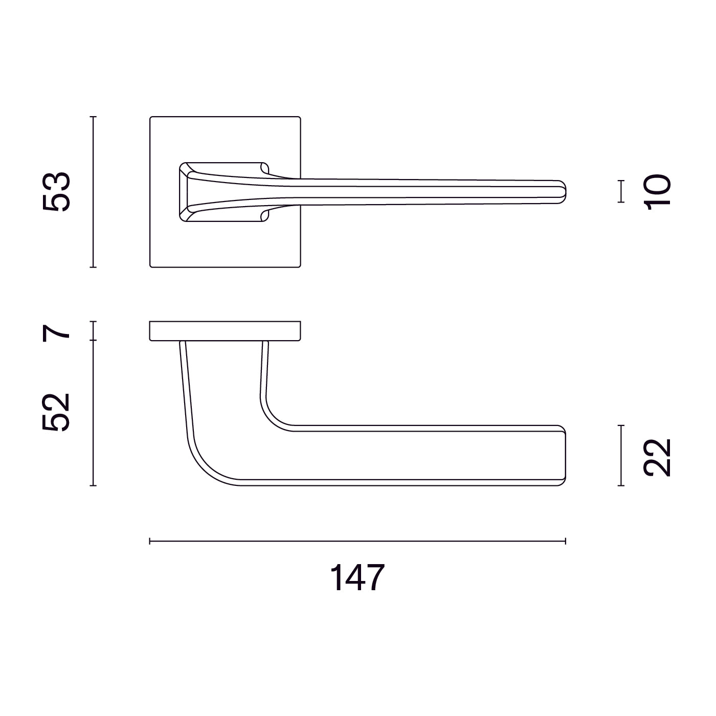 Door handle stile naka brushed brass