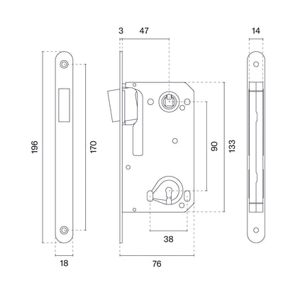 MAGNETIC LOCK MATT WHITE with a key
