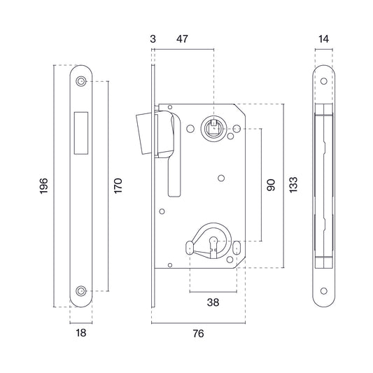 MAGNETIC LOCK MATT WHITE with a key