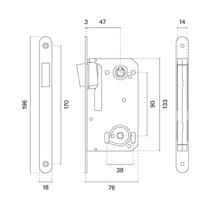 MAGNETIC LOCK MATT BLACK for wc
