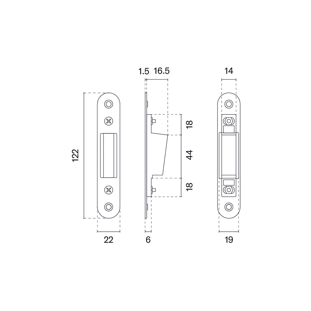 Door strike plate polished chrome