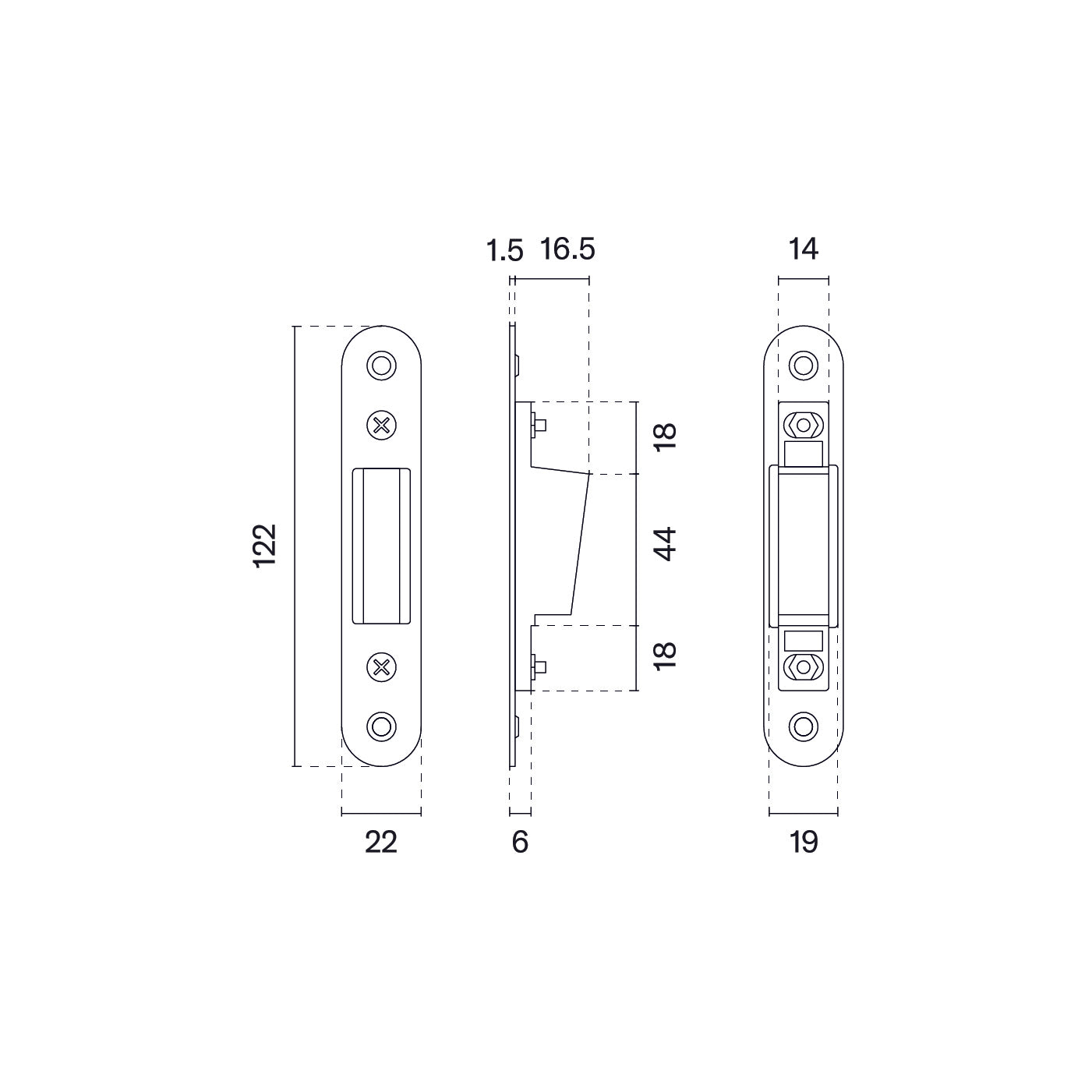 Door strike plate polished chrome